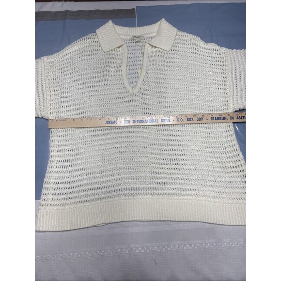 NWT -Max Studio London Open Weave V Neck Cream Sweater -Size Large - Picture 6 of 10
